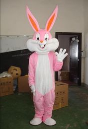 free shipping with one mini fan inside the head furry pink bunny rabbit mascot costumes for adult for easter holiday