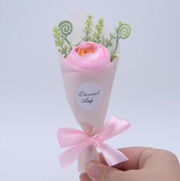 Simulation tea rose mini bouquet business custom promotion wedding gift small candy with hand gifts