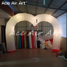 Lovely LED Inflatable Heart Arch Heart Welcome Entrance Gate Advertising Lighting Archway For Wedding Decoration And Promotion