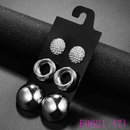 pearl earrings set of 3 UK - 3 set Gold silver Color Crystal Stud Earrings Set Trendy round Ball Heart Small Earrings Women Pearl Earring E0621