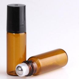 Refillable Thick 5ml Mini Roll On Glass Bottles Essential Oil Steel Metal Rollerball Perfume Bottle LX1100