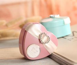 sweets jewelry UK - Heart Shape Metal Tin Candy Box Fashion Wedding Birthday Christmas Favors Choclate box Sweets Jewelry presents gift Wrap party decoration