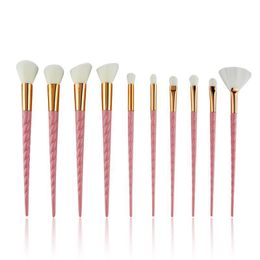 10pcs Face Makeup Brushes The fan unicorn brushes Cosmetics Tools 4 Colors BR030