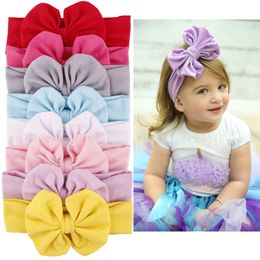 New Baby Girls Bow Headbands Europe Style big wide bowknot hair band 9 colors Children Hair Accessories Kids Headbands Hairband Wholesale