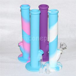 silicone water pipe glass bongs oil rigs glass bong 14 height with 14 4mm joint silicone material silicone smoking pipes dhl
