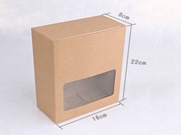 100 PCS/ Many new kraft paper box with clear window cake biscuit candy box gift box packing