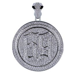 Hip Hop Iced Out Custom Rotatable 69 Saw Round Pendant Necklace Micro Paved Cubic Zircon Bling Bling Jewelry