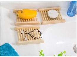 300PCS Natural Bamboo Trays Wholesale Wooden Soap Dish Wooden Soap Tray Holder Rack Plate Box Container for Bath Shower Bathroom