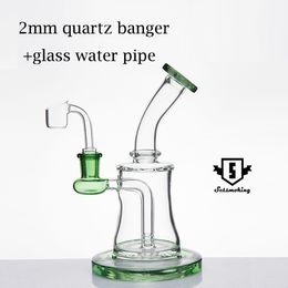 14mm female Glass water pipe Hookahs 2mm 90degree quartz banger Hanger NailBong Dab Oil Beaker SKGB965+SKGA201-Q-A
