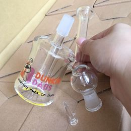 Dunkin Dabs American Runs Dabs Mini glass bong water smoking pipes 14mm Water pipe Bongs Recycler Filter Glass Bubbler with bowl nail