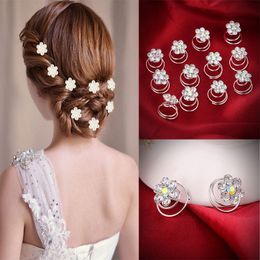 12 mariage bal argent perle cheveux fleur bobines spirales twists pin