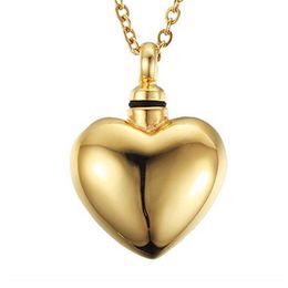 Memory Stainless Steel Cremation Jewellery Gold Heart Urn Pendant Memorial Necklace for Women/Men,+Fill Kit