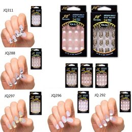 24 pcs Stunning Designs French False Nails ABS Resin Fake Nail Set Full Manicure Art Tips