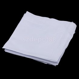 12PCS Men Women 100% White Cotton Handkerchiefs Square Soft Washable White Hanky Hankie Hand Towel 41*41 cm