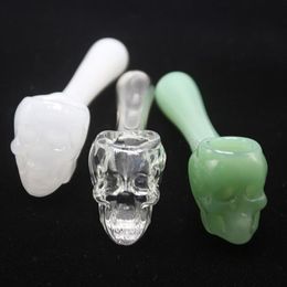 Pyrex Oil Burner Pipe Spoon Skull Glass Smokin Hand Pipes Tobacco Dry Herb Spoon Bubbler Multicolor Smoking Bong