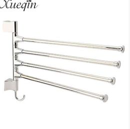 Xueqin Four Tiers Swivel Rotating Bathroom Movable Towel Rack Bars Rotary Storage Hanging Racks Wall Mounted Towel Holder