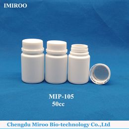 Free shipping 52pcs/lot 50cc HDPE Medicine Container Plastic White Bottle with Tamper Proof Caps
