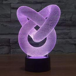 Abstract 3D Illusion LED Night Light Colour Change Touch Switch Table Desk Lamp #R21