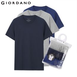 Giordano Men T Shirt Men Short Sleeves 3-pack Tshirt Men Solid Cotton Mens Tee Summer T Shirt Clothing Sous Vetement Homme