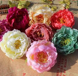 200pcs 14cm Artificial Flowers For Wedding Decorations Silk Peony Flower Heads Party Decoration Flower Wall Wedding Backdrop White Peony