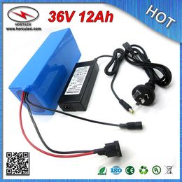 FREE SHIPPING(1PC) 500W electric bike battery lithium battery 36V 12Ah with 18650 cell PVC case + 10S BMS Charger Wholesale