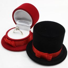 -5.9x5.9x3.6cm New Velvet Bague Boîte à boucles d'oreilles, conception de chapeau Bijoux Affichage Cadeau Cas