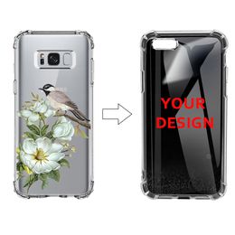 100 pcs/Lot Customized Phone Case for Samsung Galaxy S9 S9 plus Anti-fall Four-corner Airbag bumper Transparent TPU Soft Back Protector