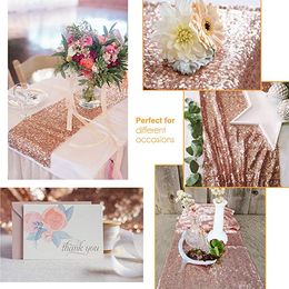 Sequin Table Runners Rose Gold- 12 X 108 Inch Glitter Rose Gold Table Runner-Rose Gold Party Supplies Fabric Decorations for Wedding Birthda