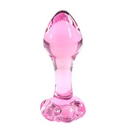 Pink glass anal plug glass butt plug smooth anal plug glassdildo prostata massage dilatador anal beads sex toys for couples S924