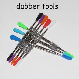 120mm Stainless Steel Concentrate Dab Smoking Tools Wax Silicone Tipped dabbing tool metal nails for oil