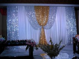10ft by 20ft Gold and silver wedding backdrop stage curtain wedding decoration