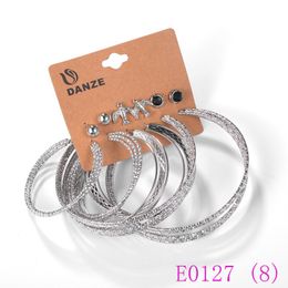 3 set Fashion Big Circle Stacking Earrings Set for Women Female Silver Colour Small Bird Swallow Earrings Jewellery E0127