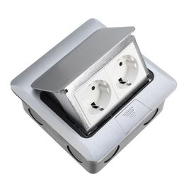 Coswall All Aluminium Panel EU Standard Pop Up Floor Socket 2 Way Electrical Outlet Modular Combination Customised Available Russian spot