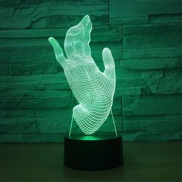 Hand Shape Creative 3D illusion Lamp LED Night Light 7 Colours Xmas Gifts #R42