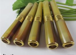 Super filtration washable 8-9CM imitation horn inlaid copper through the cigarette holder