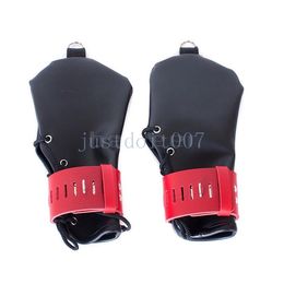Bondage NEW Mitts Lockable Hand / Wrist Restraint PU Leather Restriction Gloves Costume #R45