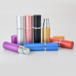New Fashion 5ml Mixed Color Aluminium Anodized Compact Fragrance Tube Empty Perfume Atomizer Glass Bottle LX3027
