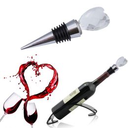 Trendy Bottle Stopper Elegant Crystal Heart Shaped Chrome Red Wine Bottle Stopper Novel Twist Wedding Favours Romantic Gifts