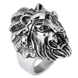 Stainless Steel Lion Head Rings For Men Allergy Free Punk Rock Jewellery Non-Mainstream Cool Mens Biker Rings Party Accessory