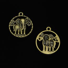 33pcs Zinc Alloy Charms Antique Bronze Plated circle elephant Charms for Jewelry Making DIY Handmade Pendants 28mm