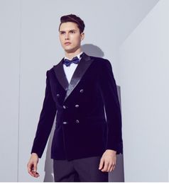 Cheap And Fine Double-Breasted Groomsmen Peak Lapel Groom Tuxedos Men Suits Wedding/Prom Best Man Blazer ( Jacket+Pants+Tie)