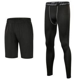 set di pantaloni a compressione da uomo ad asciugatura rapida 3 colori pantaloncini da corsa sportivi e leggings pantaloni da palestra da basket pantaloni da jogging skinny