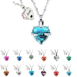 Son Glass Cremation Jewelry Always in My Heart Birthstone Pendant Urn Necklace Ashes Holder Keepsake