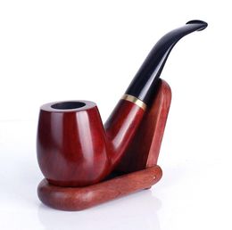 Mahogany smooth top quality pipe, old-fashioned curved male portable Philtre cigarette holder custom wholesale
