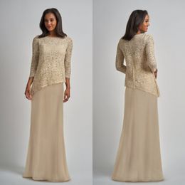 champagne lace mother of the bride dresses long sleeve dress evening wear cheap chiffon a line wedding guest dresses