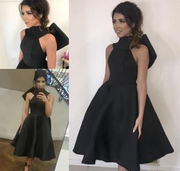 2019 Little Black Cocktail Dress Tea Length Semi Club Wear Homecoming Graduation Party Gown Plus Size Custom Made