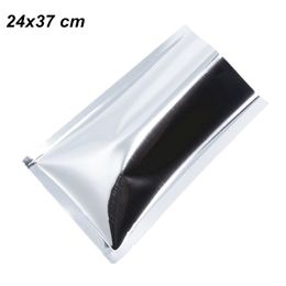 24x37 cm 50pcs/Lot Mylar Foil Aluminium Pouches Vacuum Pouch Silver Vacuum Heat Seal Sample Sampling Open Top Mylar Bags with Tear Notches