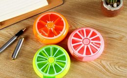 7 Grid Storage Case Lovely Color Fruit Round Shape Seal Rotation One Week health care Box Container