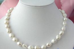13x15 mm WHITE Baroque FRESHWATER CULTURED PEARL NECKLACE 18" vv