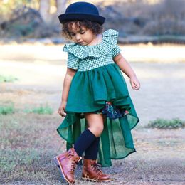 2018 nuove ragazze abiti bambino irregolare vestito estate bambini abbigliamento plaid patchwork ragazze principessa party dress casual bambini si vestono per le ragazze